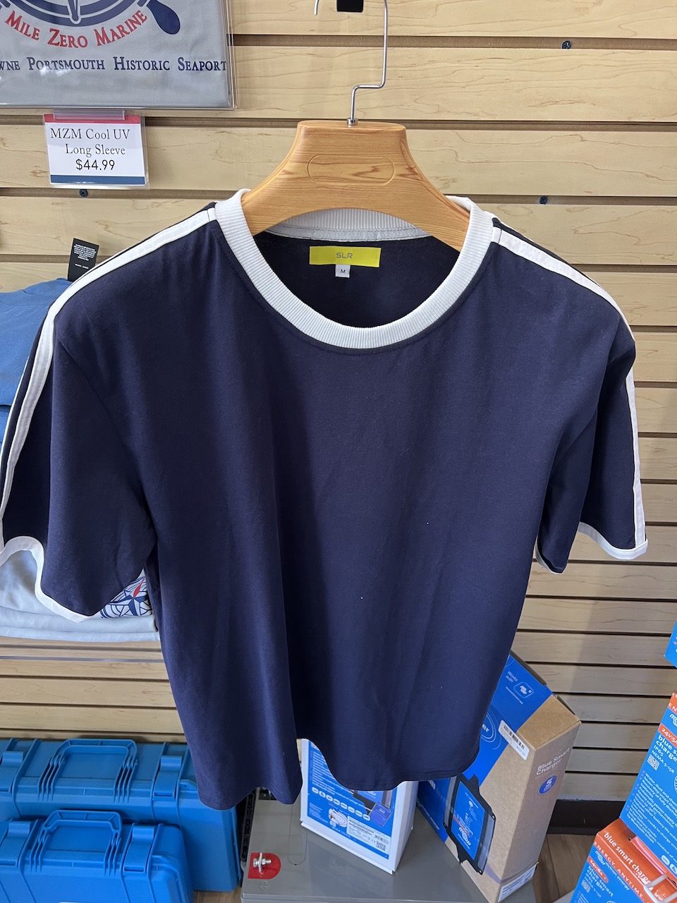 Men's Navy w/ White Stripes Cotton Tee