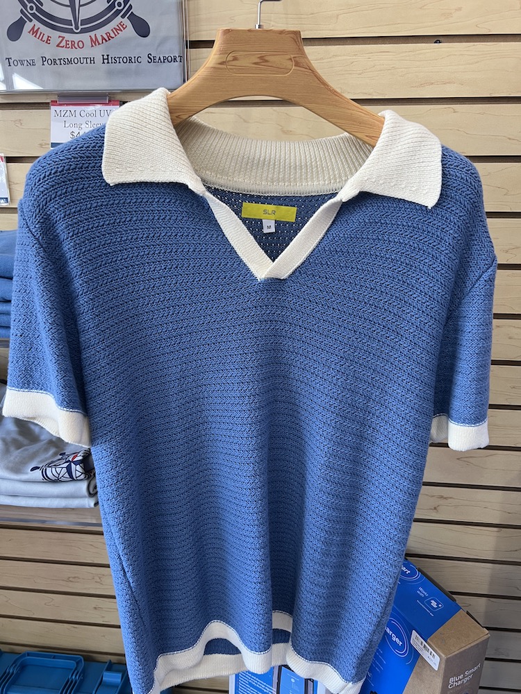 Men's Blue & White Knit Polo