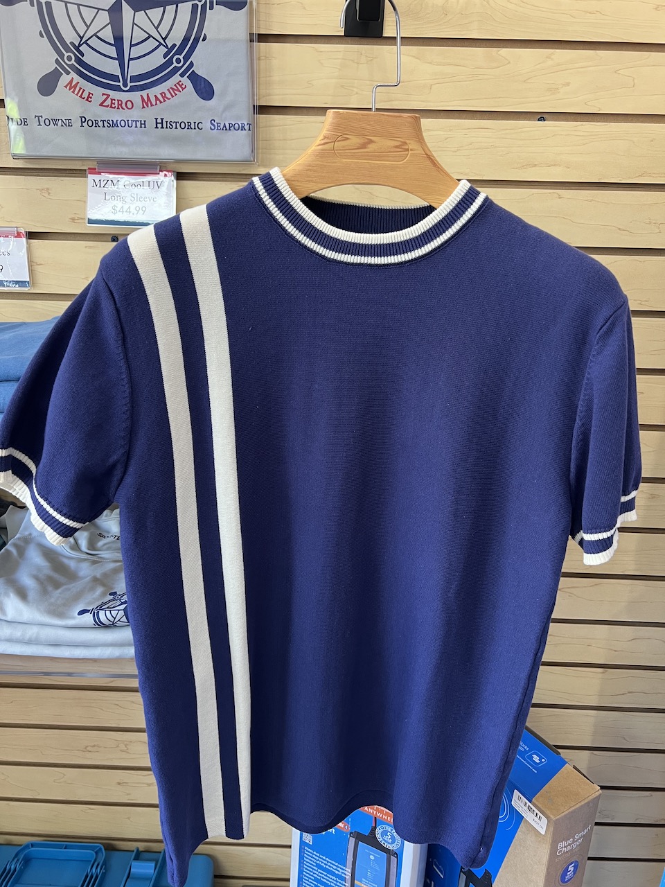 Men's Navy w/ Yacht Stripe Knit Short Sleeve